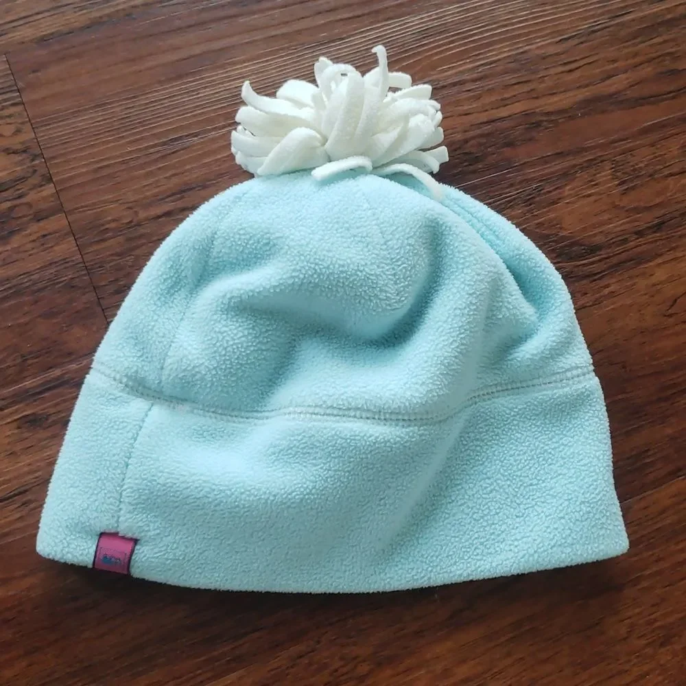 REI Kids Blue Pom Pom Chic Cute Cozy Winter Fleece Hat